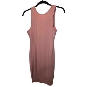 Blush Ribbed Bodycon Tank Dress Sz S | Soft Knit Stretch Midi Sleeveless Basic